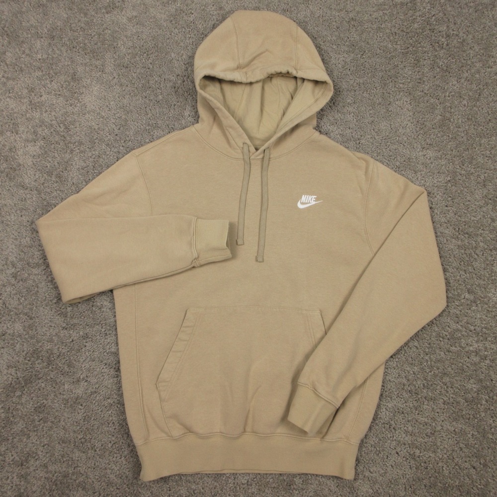 Nike Sweater Mens Small Tan Sportswear Club Fleece Pullover Hoodie Sweatshirt